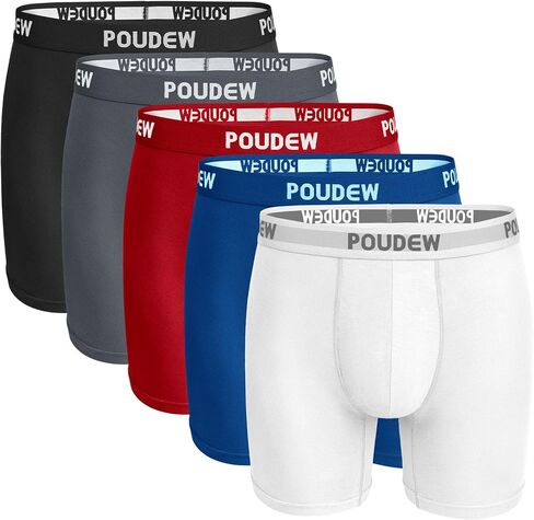 POUDEW Men's Underwear 6 Inches Soft Viscose Boxer Briefs, Tagless Mens Boxer Briefs with Pouch, 5 Pack in Saudi Arabia