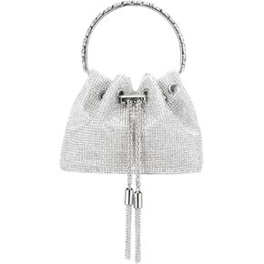 SWEETV Women's Rhinestone Bucket Bag Sparkly Sequin Evening Handbag Purse for Formal/Wedding/Cocktail/Prom/Party/Club