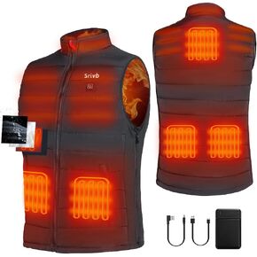 Srivb Heated Vest, Lightweight Heated Jacket with Battery Pack USB Charging Warming Clothes Heating Vest for Men Women