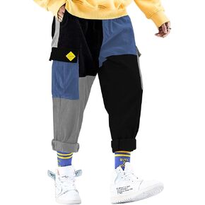 Aelfric Eden Mens Cargo Pants Patchwork Multi-Pockets Outdoor Fashion Casual Jogger Pants Streetwear with Drawstring in Saudi Arabia