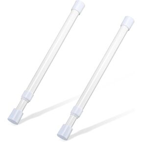 4 Pcs Small Tension Rod 10-15.7 inch Spring Rod, Tension Rod Spring Tension Rod, Small Tension Curtain Rod, Short Thin Tension Rod, Mini Tension Rods for Closet, Cabinets, Cupboard, Drawers, White