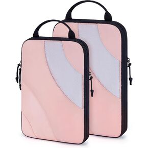 BAGSMART Compression Packing Cubes, 4 Set Travel Packing Cubes for Carry on Suitcases, Compression Suitcase Organizers Bag Set & Travel Cubes for Luggage, Lightweight Packing Organizers Baby Pink