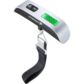 Fosmon Digital Luggage Scale (2 Pack), LCD Display Backlight Temperature Baggage Scale w/ 110lbs Capacity, Portable Stainless Steel Hanging Luggage Weight Scale w/ Tare Function for Travelers - Silver