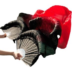 Women 1 Pair (Left+Right) Silk Belly Dance Fan Veil Belly Dancing Long Folding Fans Length 150 cm Width 90 cm