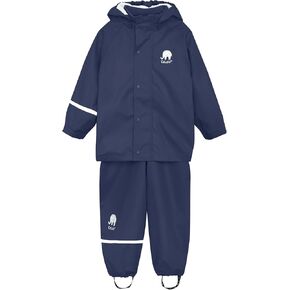 CeLaVi European Kids Rain Suit for Boys Girls with Detachable Hood, Waterproof 2 Pcs Rain Jacket w/Pants or Dungarees in Kuwait