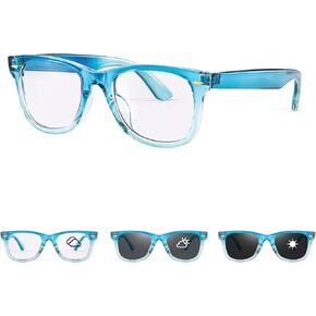TJUTR Photochromic Sunglasses for Men Women, Polycarbonate Lens & AR Coating, UV400 Transition Blue Light Blocking Glasses