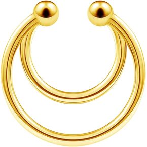 Stainless Steel Fake Septum Hoop Bar Cartilage Ring 16 Gauge 5/16 8mm Earrings Nose Non Piercing Jewelry See More Colors