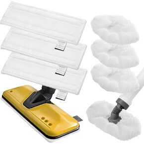 Navaris Microfibre Pads for Steam Cleaner - Set of 10 Replacement Cloths Handheld Steamer 49454 - Washable Wipes for Floor, Wall, Cleaning