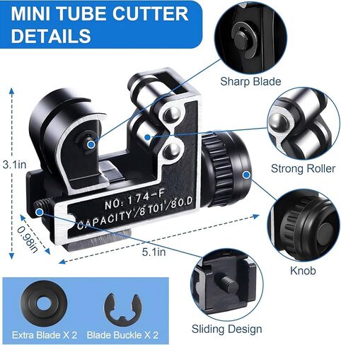 Saillong Copper Pipe Cutter Tool, Mini Tubing Cutter for 1/8 to 1-1/8 Inch (3-28mm) Copper Tubing, Tube Cutter Tool for Copper Pipe, Aluminum, Thin Stainless Steel Pipes, Metal, Plastic, Brass in Saudi Arabia