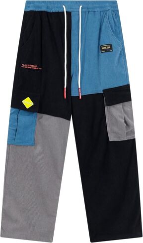 Aelfric Eden Mens Cargo Pants Patchwork Multi-Pockets Outdoor Fashion Casual Jogger Pants Streetwear with Drawstring in Kuwait