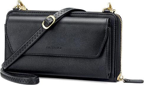 nuoku Womens RFID Wallet Purse Wristlet Crossbody Clutch with Zip Around 2 Strap in Kuwait