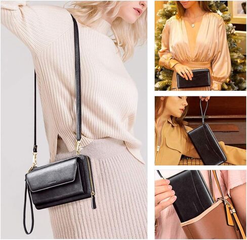 nuoku Womens RFID Wallet Purse Wristlet Crossbody Clutch with Zip Around 2 Strap in Kuwait