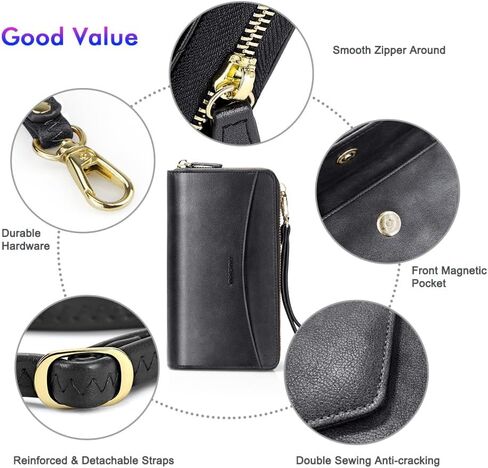 nuoku Womens RFID Wallet Purse Wristlet Crossbody Clutch with Zip Around 2 Strap in Kuwait
