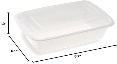 Restaurantware Asporto 24 Ounce Take Out Containers, 50 Food Containers With Lids - Microwavable, Disposable, White Plastic To Go Food Containers, No BPA, For Take Out And Delivery in Saudi Arabia