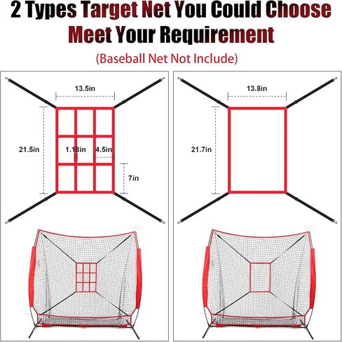 2Pcs Strike Zone Target Net,13.5x21.5in Adjustable Strike Zone Net for Baseball&Softball Nets,Lacrosse Net,Barrier Net,Portable Strike Zone Plate for Baseball Pitching Accuracy Improve in Saudi Arabia