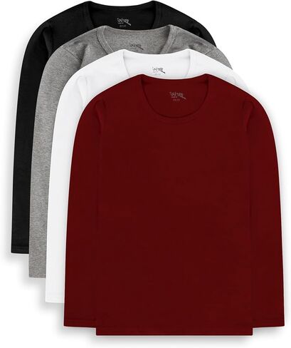 Brix Boys' Long Sleeve Tees - Tagless Crewneck Cotton Soft 4-pk Shirts. 2-20 in Kuwait