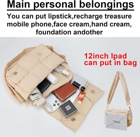 NAARIIAN Puffer shoulder bag Nylon padded woven handbag designer crossbody dupes women down purse in Kuwait