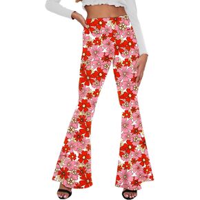 Deerose Women's High Waist Stretch Bell Bottom Slim-Fit Flare Leg Hippie Pants
