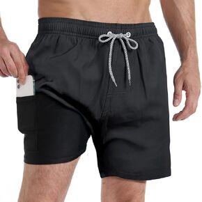 zeetoo Mens Swim Trunks with Compression Liner 5.5" Inseam Swim Shorts Quick Dry Shorts