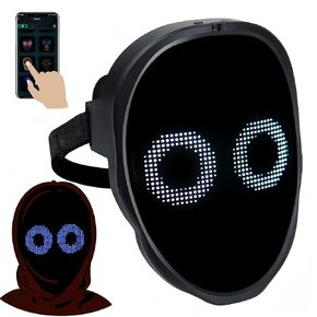 AINSKO LED Mask With Face Transforming- APP Controlled & Programmable Digital Halloween Luminous Smart Light Up Mask With Bluetooth for Kids Adults Men Party Costume DJ Cosplay Masquerade(Rechargable)