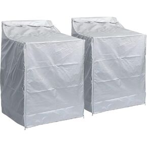 BlueStars 2 Packs Washer/Dryer Cover For Top & Front Load Machines - Waterproof & Dustproof & Sunproof Protection -W29"D28"H43"- With Thick Zipper Design - Suitable For Most Washers & Dryers (Silver)