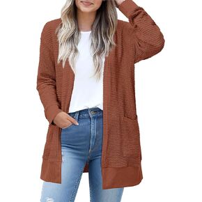 STYLEWORD Women's 2023 Fall Fashion Cardigan Sweaters Lightweight Open Front Knit Casual Long Cardigans Outfits with Pockets