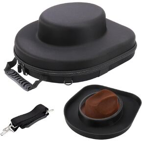 Fancemot Travel Hat Case for Cowboy, Fedora, Panama, Hard Shell Travel Hat Box - Equipped with Carrying Handle, Shoulder Strap, Luggage Strap, Hat Carrier Case Easily Straps to Suitcase