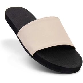 Indosole Men's ESSNTLS Vegan Slides [Reused Tire Sole, Natural Rubber Arch Support, ENVRO Strap, Waterproof]
