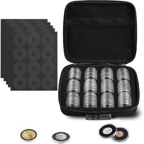 MUODR 30mm Coin Holders for Collectors, 180 Pieces Coin Capsule with 5 Size Gasket,Coin Storage Case,Coin Collection Supplies For Dime,Cent,Nickel,Quarter,Small Dollar,White Gasket