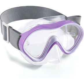 Aegend 2 Pack Kids Snorkel Goggles - Knitted Strap - Kids Swim Goggles with Nose Cover for 3-12, Deep Blue & Light Blue