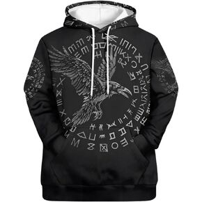 ENLACHIC Men's Viking Totem Hoodie 3D Digital Print Long Sleeve Pullover Sweatshirt Hoodies in Saudi Arabia