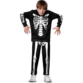 BesserBay Unisex Kids' Halloween Costume Skeleton Hoodie Pants Set with Front Pocket 3-12 Years