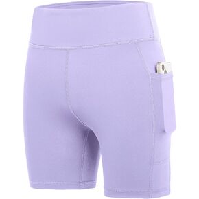 DEVOROPA Girls 5" Spandex Volleyball Shorts Stretch Youth Athletic Gymnastics Shorts Kid Yoga Dance Compression Shorts Pocket