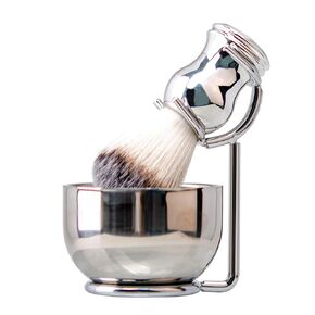 Grandslam Shaving Brush and Bowl Kit for Men, 3 in 1 Shaving Brush Set, Stainless Steel Shaving Bowl and Stand, Shaving Brush, Shaving Kit for Men