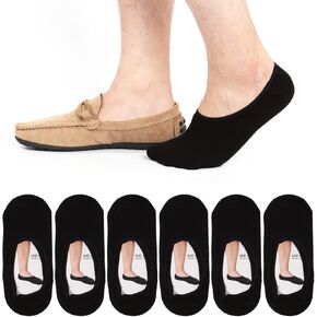 6 Pack Mens No Show Socks Casual Low Cut Thin Loafers Non Slip Boat Liners