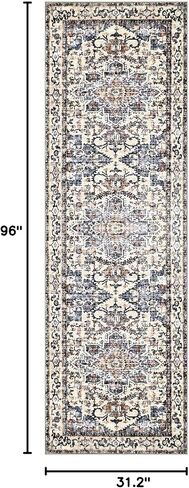 Seesing 2.6'x8' Non Slip Runner Rugs - Runners for hallways, Kitchen,Entryway,Stain Resistant Machine Washable Rugs for Bedroom, Indoor Vintage Area Rugs (Red,2.6'x8') in Saudi Arabia