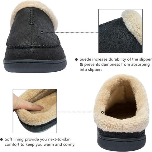 Ranberone Men's Slippers Microsuede Upper Moccasin House Shoes with Fuzzy Plush Lining Indoor and Outdoor in Kuwait