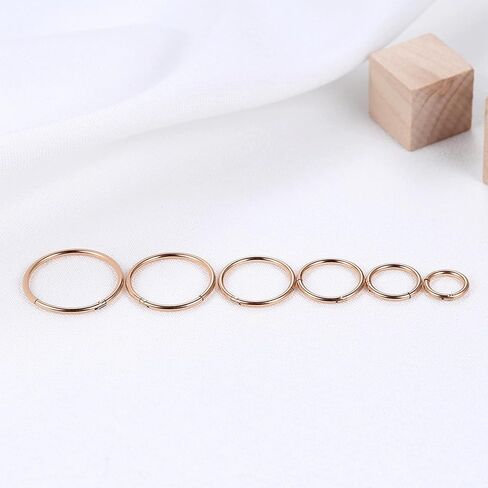 Rose Gold Hinged 20g 18g 16g Nose Rings Hoops 6mm 8mm 10mm 12mm 14mm 16mm Septum Ring Clicker Cartilage Helix Hoop Earrings Set in Saudi Arabia