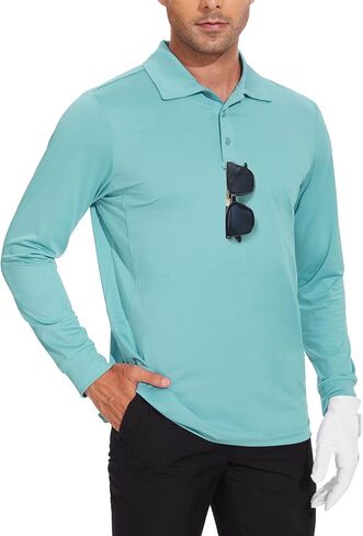 JWM Men's Long Sleeve Golf Polo Shirts - Athletic Casual Travel Performance Collar Shirts Lightweight Quick Dry UPF50 in Kuwait