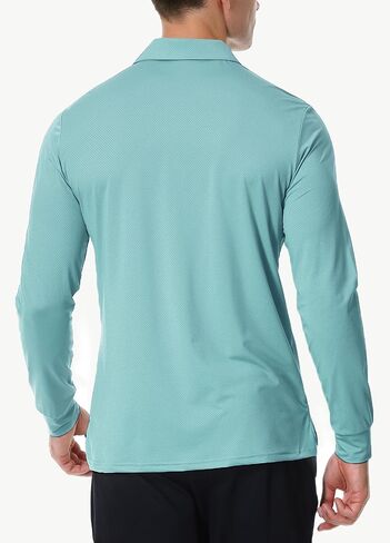 JWM Men's Long Sleeve Golf Polo Shirts - Athletic Casual Travel Performance Collar Shirts Lightweight Quick Dry UPF50 in Kuwait