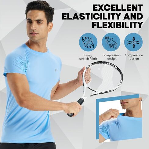 Mens 2-Pack Short-Sleeve Dri-Fit Cooling Shirts with UPF 50+ UV Sun Protection, Quick Dry for Fitness & Running in Saudi Arabia
