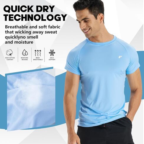 Mens 2-Pack Short-Sleeve Dri-Fit Cooling Shirts with UPF 50+ UV Sun Protection, Quick Dry for Fitness & Running in Saudi Arabia