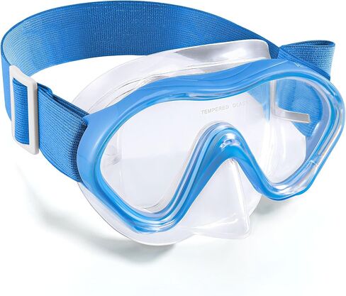 Aegend 2 Pack Kids Snorkel Goggles - Knitted Strap - Kids Swim Goggles with Nose Cover for 3-12, Deep Blue & Light Blue in Saudi Arabia