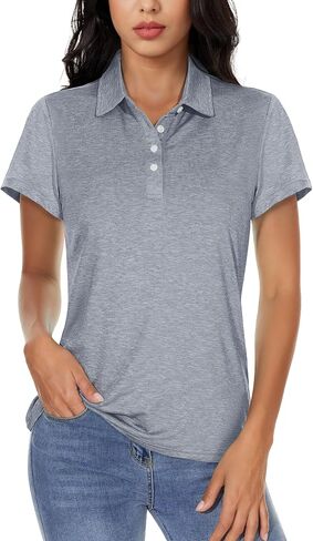 MAGCOMSEN Women's Polo Shirts 4-Button Collared Shirts Short Sleeve Quick Dry Golf Polos Lightweight Breathable in Kuwait