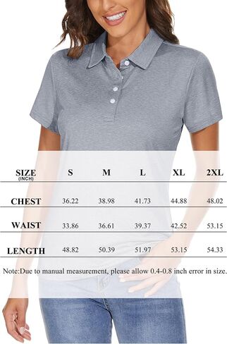 MAGCOMSEN Women's Polo Shirts 4-Button Collared Shirts Short Sleeve Quick Dry Golf Polos Lightweight Breathable in Kuwait
