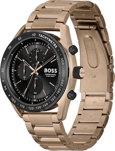 Hugo by Hugo Boss Black Men's Stainless Steel Quartz Watch with Leather Strap, Black, 22 (Model: 1513853) in Kuwait