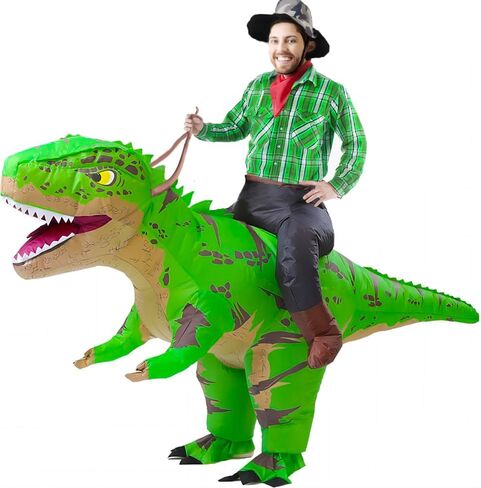 MXoSUM Inflatable Dinosaur Costumes for Adult T-REX Ride on Halloween Costume Funny Dino Blow up Costume in Saudi Arabia
