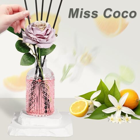 6.7 oz Jasmine Reed Diffuser with 5 Black Fiber Sticks, 200 ml Scent Diffuser for Home, Air Fresheners Long Lasting up to 50 Days,with Artificial Flower Leaf in Saudi Arabia