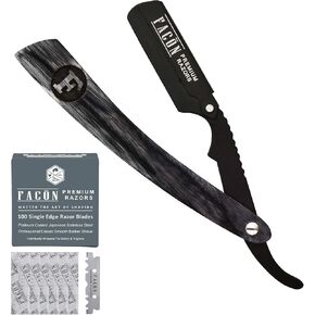 100 BLADES + Facón Professional Traditional Straight Edge Barber Razor - Salon Quality Cut Throat Shavette