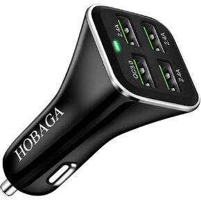 USB Car Charger Adapter, QC 3.0 Fast car Charger, 4-Port Multi 9.6 Amp 48W Rapid Car Charger Compatible with iPhone 13/12/11 Pro Max, Samsung Galaxy S20 Ultra/Note20, LG, Pixel and More.